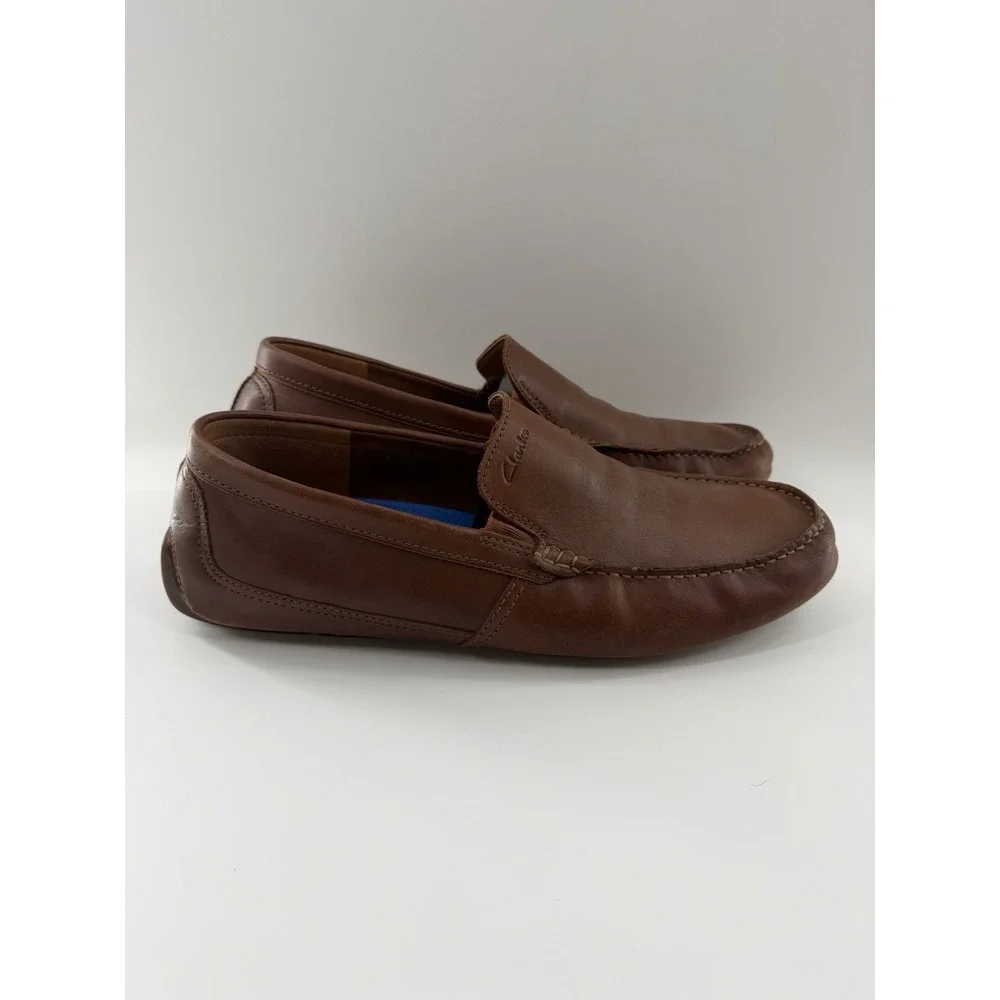 Clarks Men's Shoe Markman Brown Leather Driving Style Loafers Slippers Size 13 M